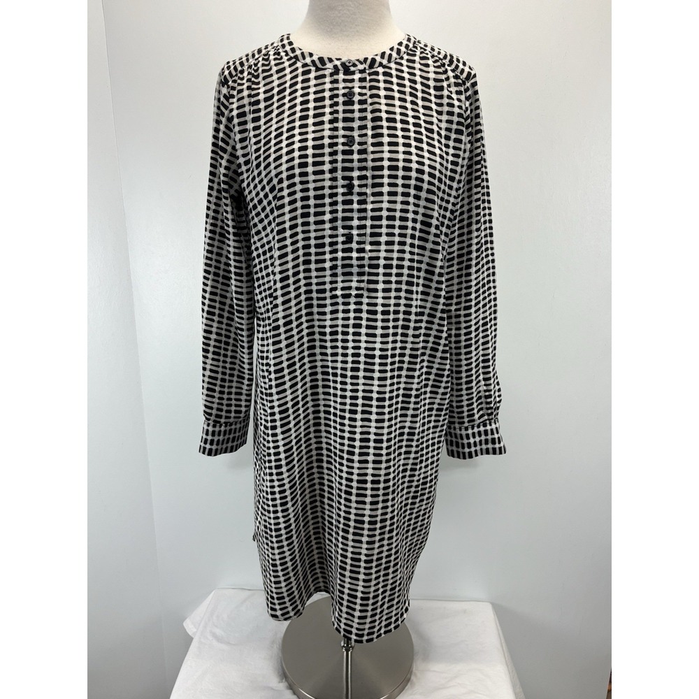 Ann Taylor LOFT Shift Dress Small Black White Check Comfort Career